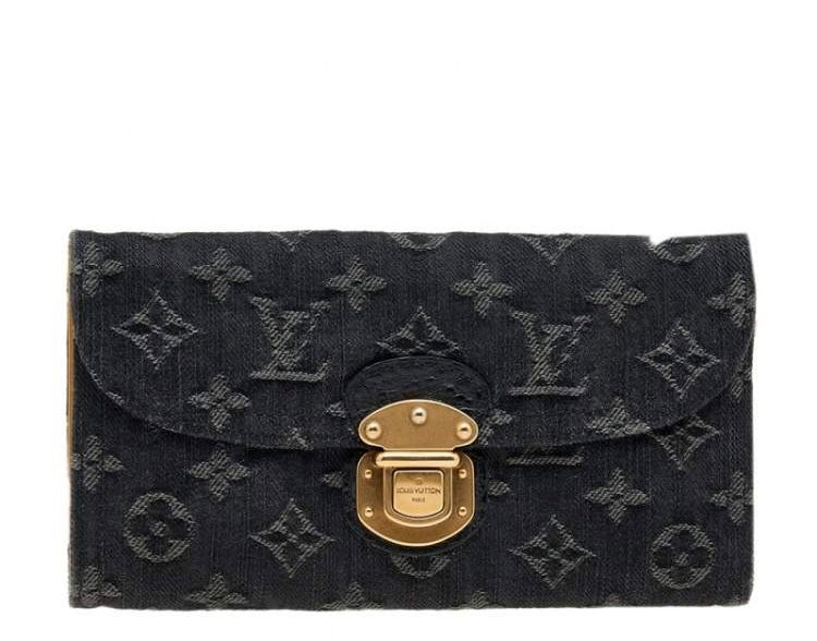 Louis Vuitton Black Monogram Denim Amelia Wallet