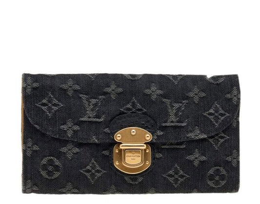 Louis Vuitton Black Monogram Denim Amelia Wallet